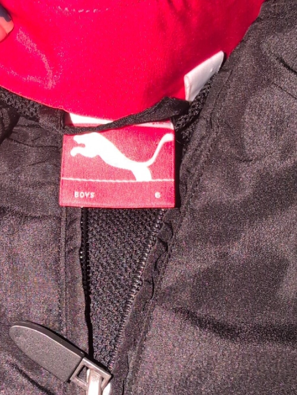 Puma Black Jacket with Red & White Trim - Kids Raincoat - Picture 2 of 5